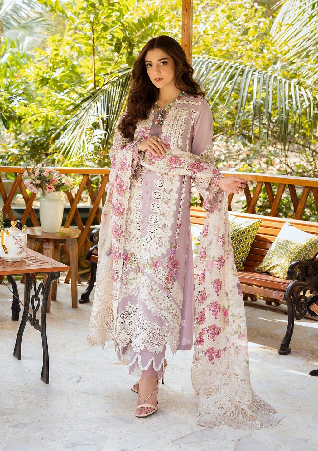 ELAF Heavy Multi-Head Embroidered Lawn 3pc Unstitched Suit 2026 | Nuqta Fashion