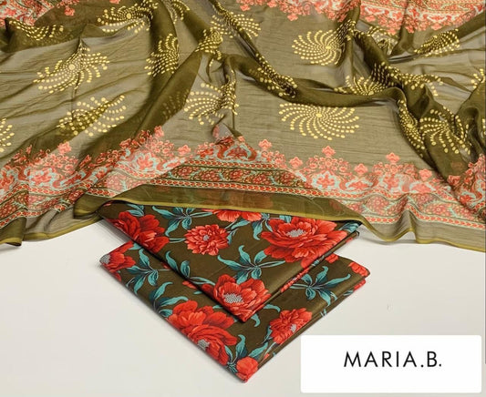 Chiffon Dupatta Printed Lawn 3pc 2026 | Nuqta Fashion