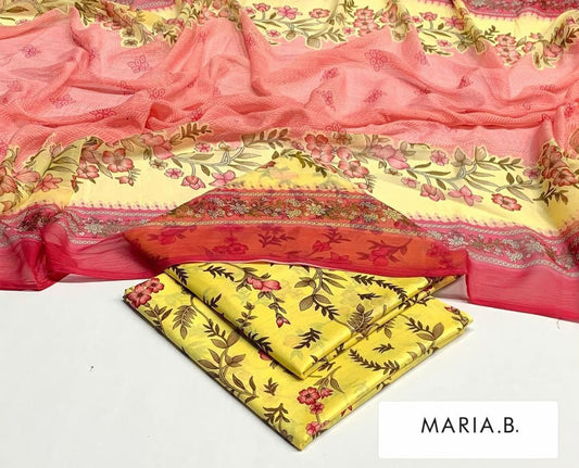 Chiffon Dupatta Printed Lawn 3pc 2026 | Nuqta Fashion