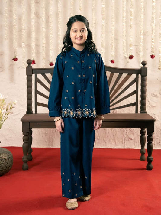 Maria.B Kids Lawn 3-Piece - Navy Embroidered D#151