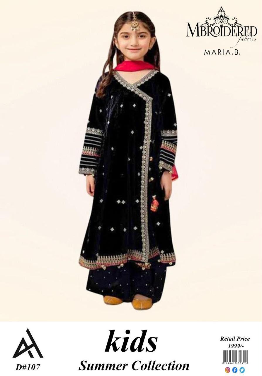 Maria.B Kids Black Embroidered Kurti D#126