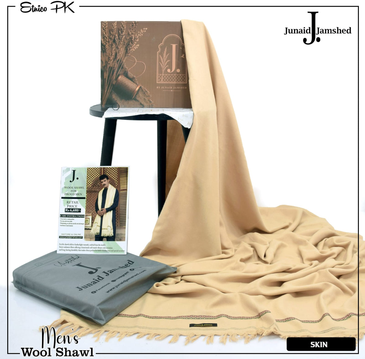 J. Men Premium Woolen Shawl D-008 (Skin)