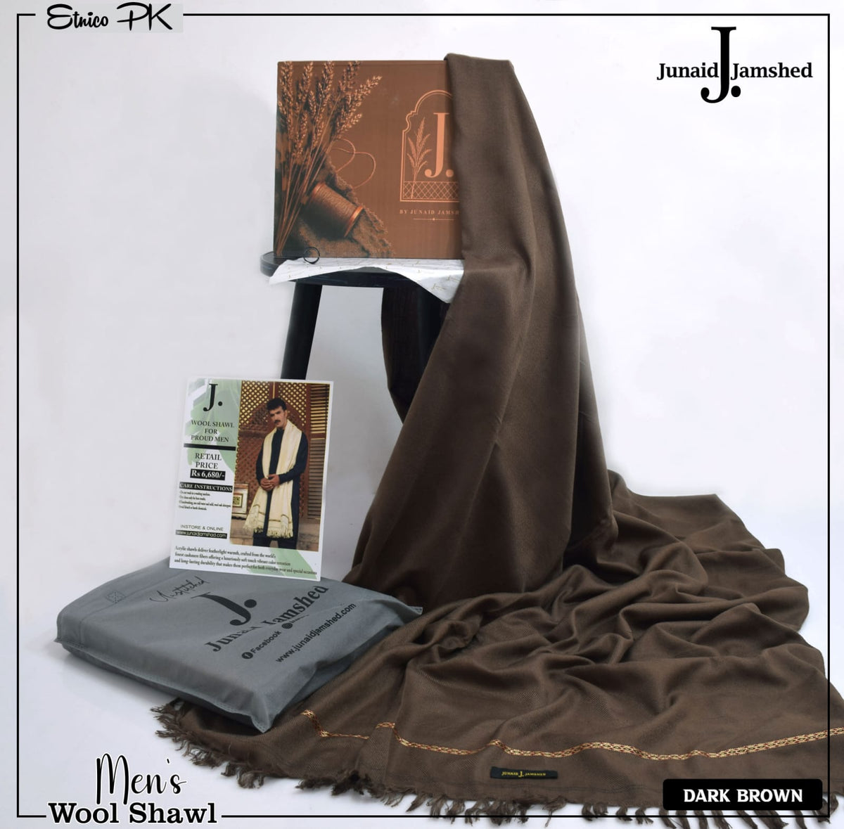J. Men Premium Woolen Shawl D-001 (Brown)