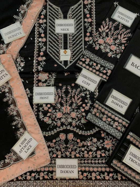 Aneela's Embroidered Lawn Unstitched Suit 2026 D#1 | Nuqta Fashion