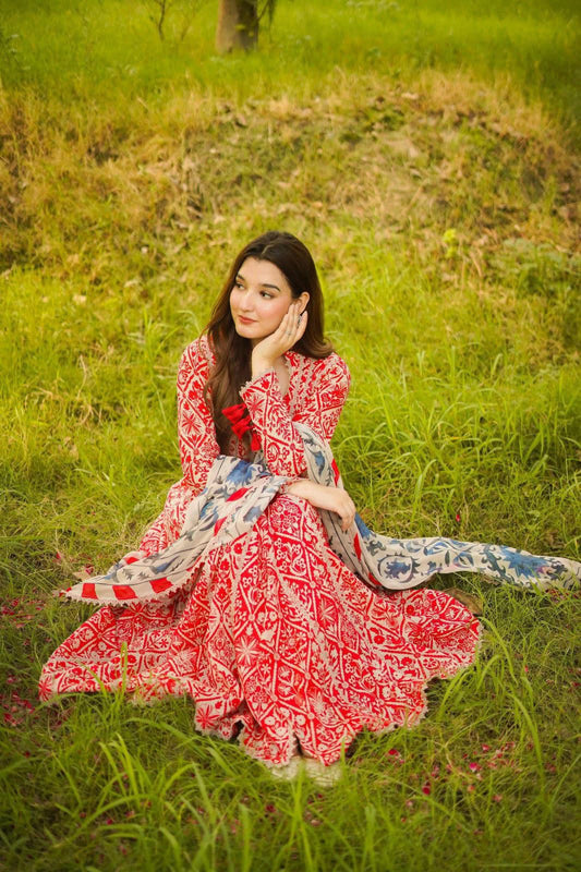 Aneela's Embroidered Lawn Unstitched Suit 2026 D#3 | Nuqta Fashion