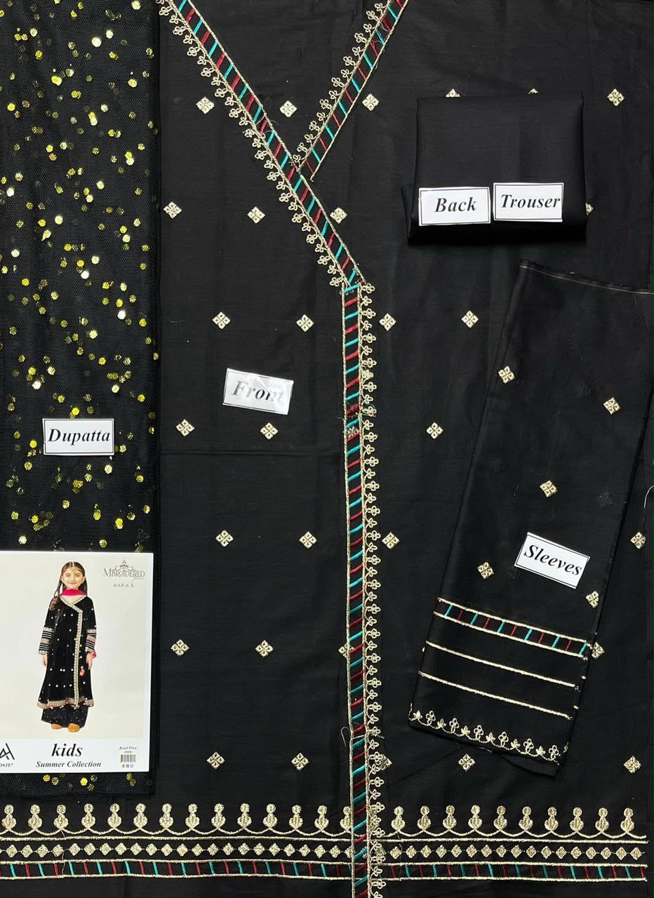 Maria.B Kids Black Embroidered Kurti D#126
