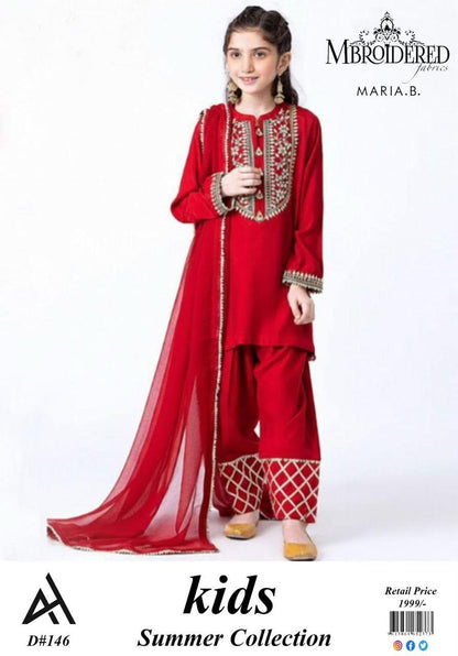 Maria.B Kids Lawn 3-Piece - Blue Sharara D#153