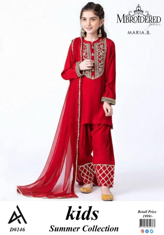 Maria.B Kids Lawn 3-Piece - Blue Sharara D#153