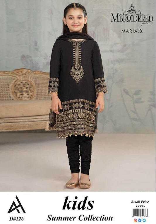 Maria.B Kids Lawn 3-Piece - Black Embroidered D#150