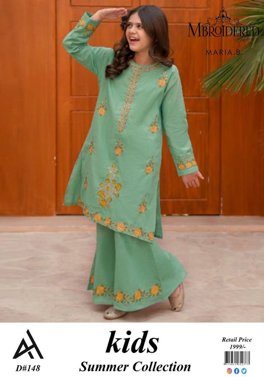 Maria.B Kids Lawn 3-Piece - Green Embroidered D#115